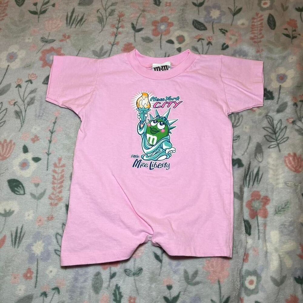 Vintage NYC M&M's Baby Romper Onesie 24 Months - Retro 90s Y2K Kidcore Coquette